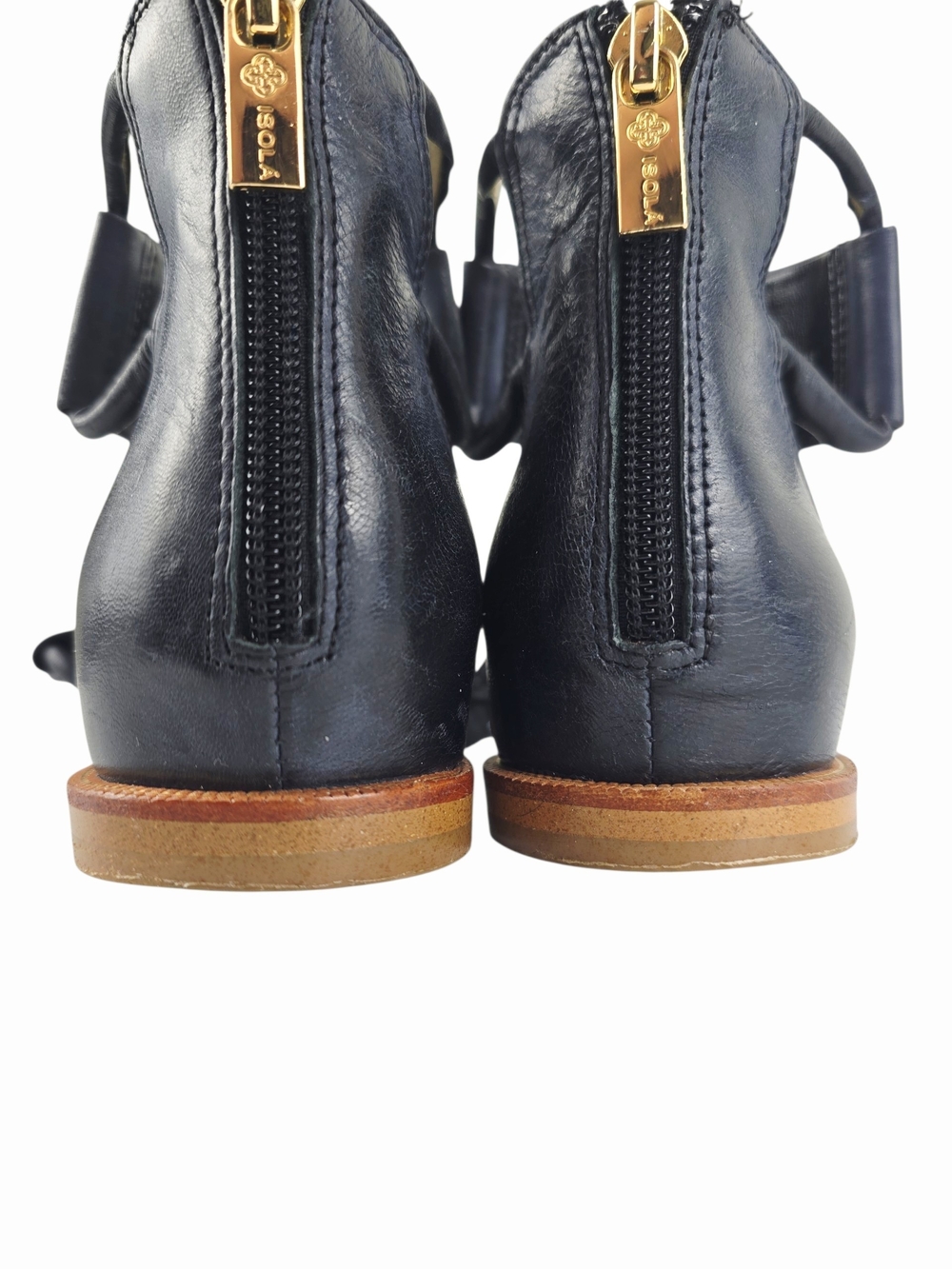 Isola Black Leather Ankle Strap Gladiator Sandals - Picture 7 of 11